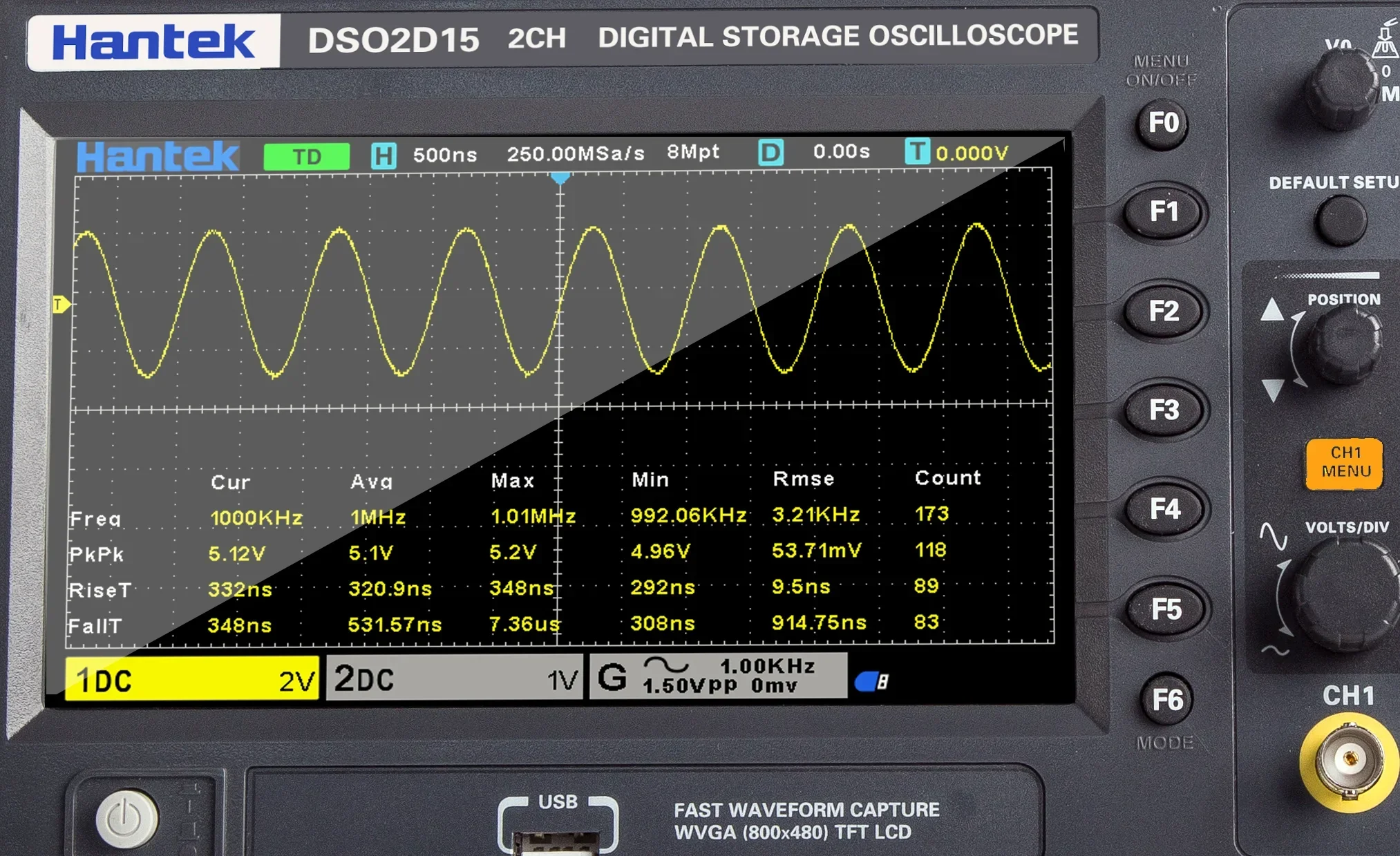 Digital Storage Oscilloscope 100Mhz - Sensitivity Hantek Signal Generation Oscilloscope DSO2C10
