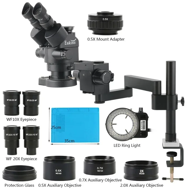 Eakins 3.5X-180X Simul-focal T - Stereo Trinocular Microscope Pcb ulasan dan harga