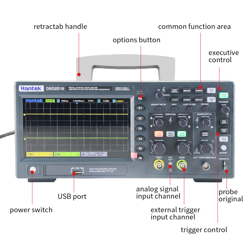Hantek DSO2D10 Digital Storage - Digital Storage Oscilloscope 100Mhz ulasan dan harga