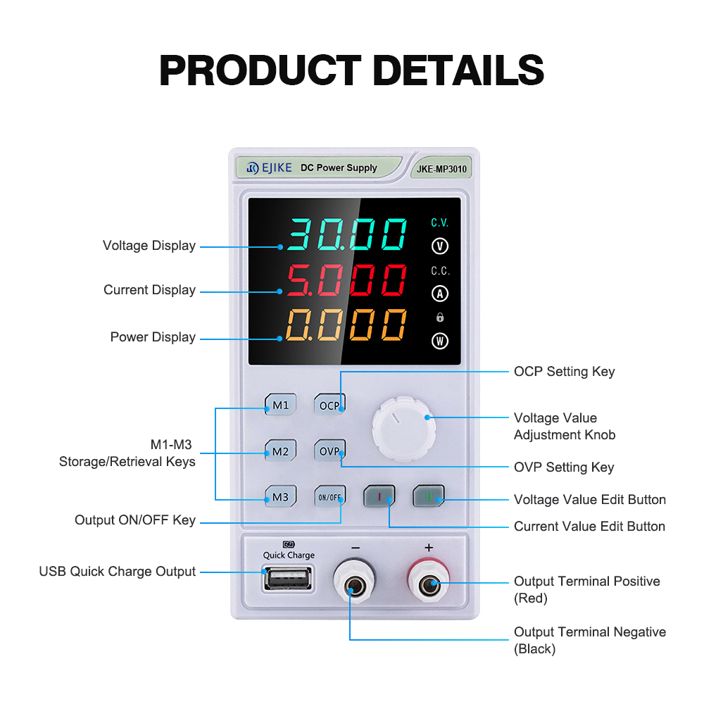 EJIKE DC Power Supply 300W Pro - Programmable Dc Power Supply 30V 10A ulasan dan harga