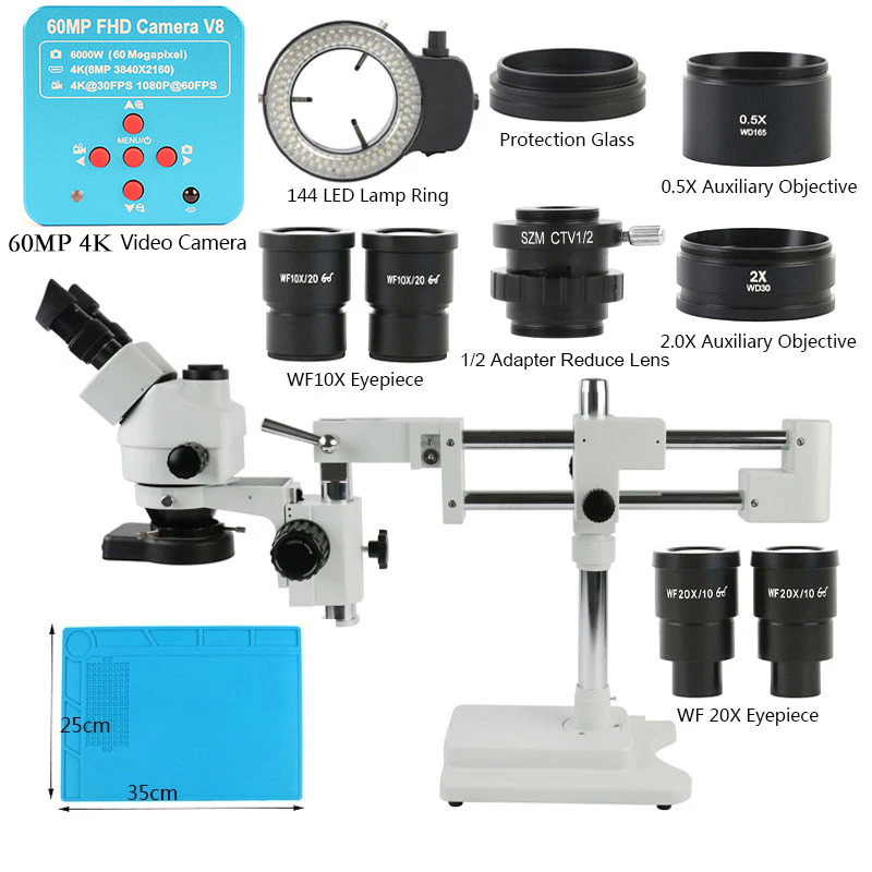 3.5X 90X 180X Simul-Focus Doub - Stereo Trinocular Microscope Pcb ulasan dan harga